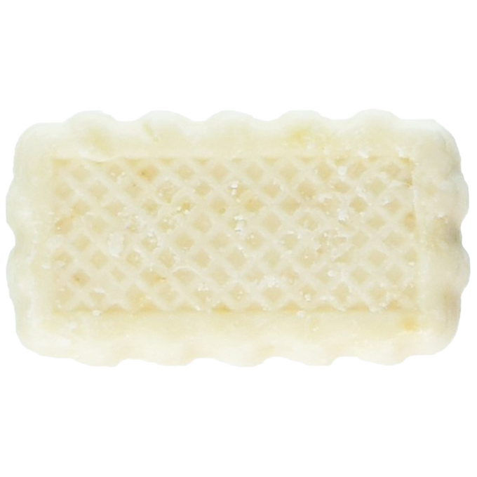 Rectangular handmade soap bar with a textured lattice pattern in a natural off-white color, designed for gentle skin care in health and grooming collections.