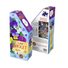 Handcrafted 350-piece shaped jigsaw puzzle featuring vibrant violets with unique border design, educational fun facts, and premium chipboard, for Toys, Books & Games and Puzzles collections.