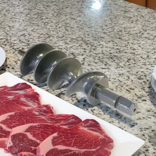 Heavy-duty metal feed auger with stud for specialty grinders, handcrafted in the USA, perfect for Kitchen & Food, Specialty Equipment, Butchering Supplies, USA Made, and Best Sellers collections.