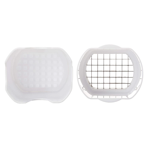 White plastic cutter grid and frame with sharp stainless steel blades for evenly slicing potatoes and vegetables, ideal for Kitchen & Food, Food Prep, Choppers and Cutters, Kitchen Gadgets collections.