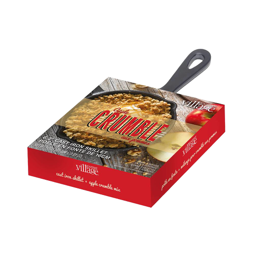 Boxed dessert mix featuring a 6-inch cast iron skillet with apple crumble topping, highlighting handcrafted quality in Kitchen & Food, Dry Goods and Mixes, Best Sellers, Promo Eligible collections.