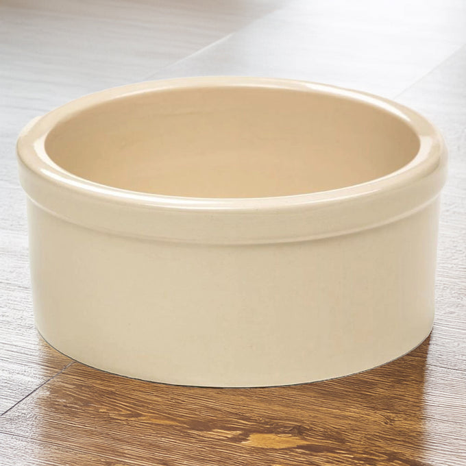 Handcrafted small stoneware pet bowl in natural stone color with glossy lead-free glaze, designed to stay upright, perfect for Home & Decor, Pet Supplies, USA Made, Best Sellers, and Promo Eligible collections.