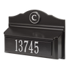 Custom black and silver wall mount mailbox featuring a white house number and monogram letter C, handcrafted in USA, enhancing curb appeal in Home & Decor and Mailboxes collections.