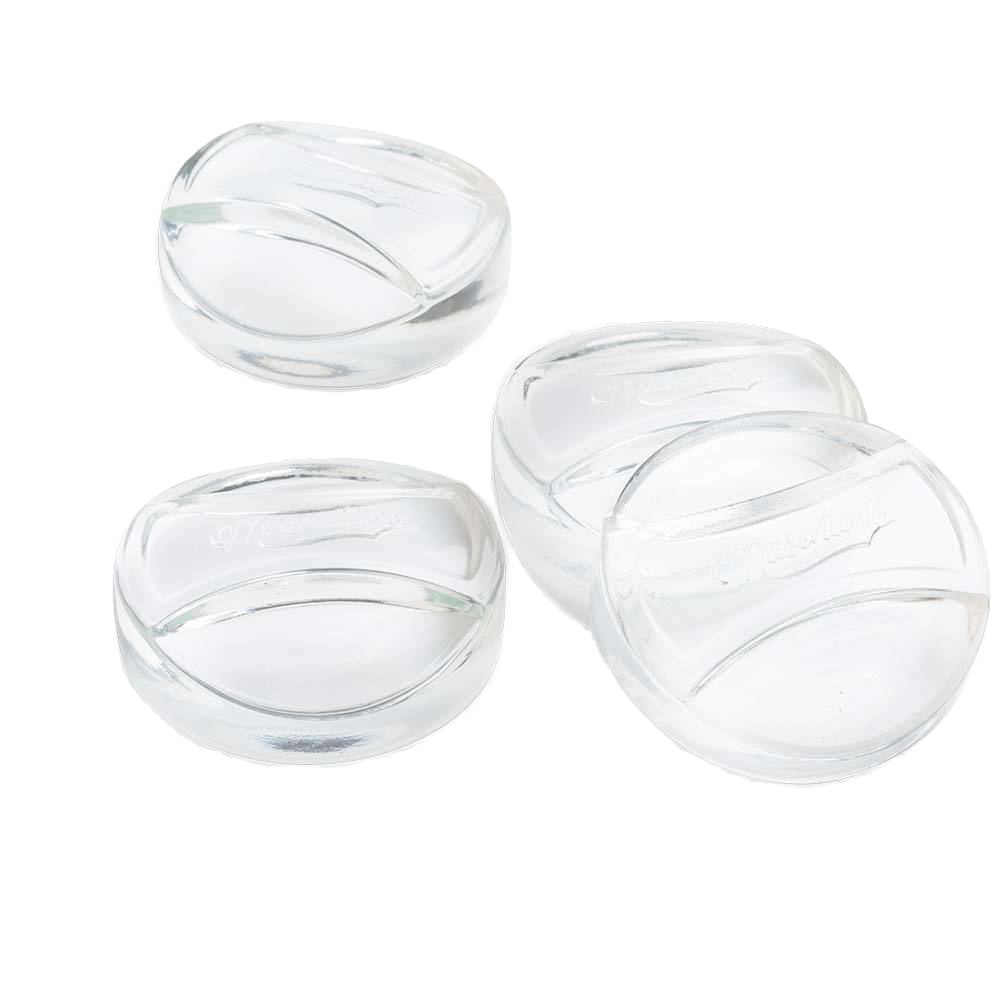 Set of four clear, non-porous glass weights designed to keep food submerged during fermenting, handmade and dishwasher safe, perfect for Kitchen & Food, Food Preservation, Fermenting and Pickling, and Best Sellers collections.