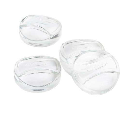 Set of four clear, non-porous glass weights designed to keep food submerged during fermenting, handmade and dishwasher safe, perfect for Kitchen & Food, Food Preservation, Fermenting and Pickling, and Best Sellers collections.
