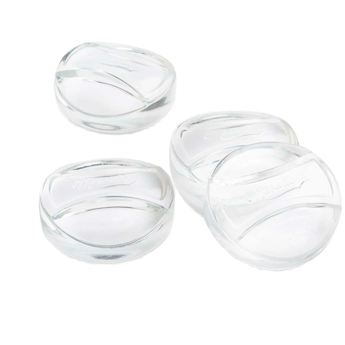 Set of four clear, non-porous glass weights designed to keep food submerged during fermenting, handmade and dishwasher safe, perfect for Kitchen & Food, Food Preservation, Fermenting and Pickling, and Best Sellers collections.