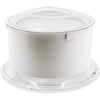 White plastic flour sifter attachment with a transparent lid, designed for Bosch and NutriMill mixers, handcrafted and ideal for Kitchen & Food, Baking Supplies, and Cooking Helpers collections.