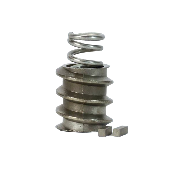 Stainless steel corn and bean auger with spring attachment designed for use with Country Living Grain Mill, handcrafted in USA, featured in Kitchen & Food, Grain Mills, and USA Made collections.
