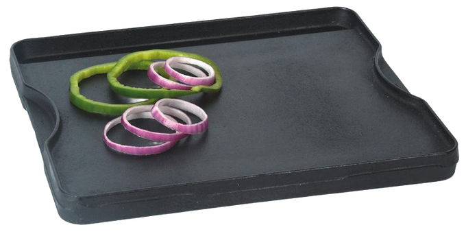 Small cast iron griddle with pre-seasoned cooking surface, featuring integrated hand grips, ideal for Kitchen & Food, Cookware, and Cast Iron collections.