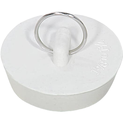 White rubber drain plug featuring a sturdy metal ring for easy removal, ideal for Home & Decor, Laundry Supplies, Washers and Wash Day Accessories, Best Sellers, and Promo Eligible collections.