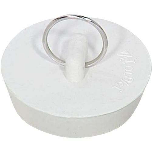 White rubber drain plug featuring a sturdy metal ring for easy removal, ideal for Home & Decor, Laundry Supplies, Washers and Wash Day Accessories, Best Sellers, and Promo Eligible collections.