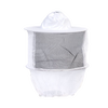 White poly-cotton beekeeping hat with veil featuring no-seam mesh to keep away from face, elastic under arms for snug fit, collapsible design, ideal for farm, garden, and beekeeping supplies collections.