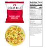 ReadyWise chicken flavored noodle soup packet with nutrition facts label and bowl showing noodles, peas, and vegetables in broth, part of Emergency Supplies, Kitchen & Food, and USA Made collections.