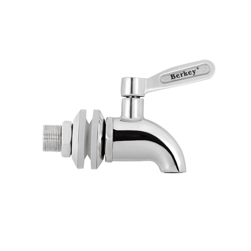 Heavy duty stainless steel spigot with polished finish and ergonomic handle, designed for Berkey 304 stainless steel water filters, suitable for Appliances and Water Heating collections.