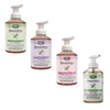 Set of four handcrafted natural foaming hand soaps in peppermint, lavender, grapefruit, and lemongrass scents, made in the USA, perfect for Health & Wellness and Soaps collections.