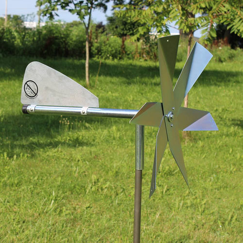 Handcrafted Amish made mole deterrent windmill with galvanized steel blades mounted on a stake, ideal for Farm, Garden & Tool, Lawncare, Pest Control, and Best Sellers collections.