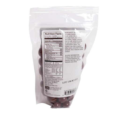 Clear resealable bag of handcrafted sugar-free milk chocolate covered peanuts made in USA, ideal for Kitchen & Food, Snacks and Sweets, Candy, and Best Sellers collections.