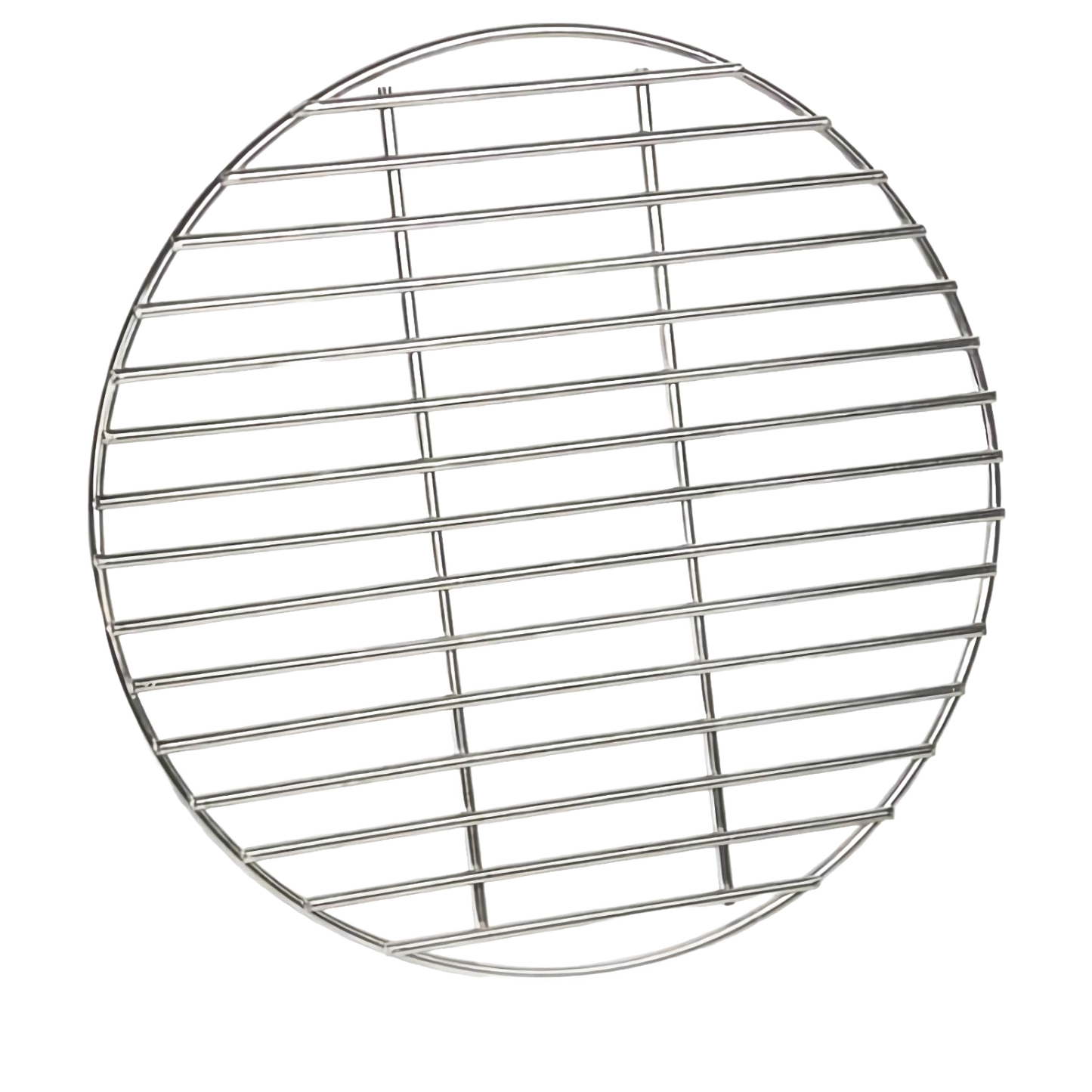 Round stainless steel charcoal grate with evenly spaced bars, designed for outdoor grilling and camping, featured in Farm, Garden & Tool, Camping, Best Sellers, and Promo Eligible collections.