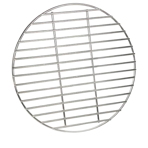 Round stainless steel charcoal grate with evenly spaced bars, designed for outdoor grilling and camping, featured in Farm, Garden & Tool, Camping, Best Sellers, and Promo Eligible collections.