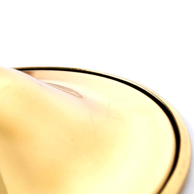 Close-up of a solid brass hanging smoke bell with smooth polished surface and subtle patina, suitable for vintage lamp replacement in Lamps & Lighting, Parts and Accessories, Shade Rings and Holders, Best Sellers, and Promo Eligible collections.