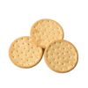 Three round emergency pilot bread crackers with uniform perforations, handcrafted and vacuum-sealed, perfect for farm, garden, kitchen, and emergency supply collections.