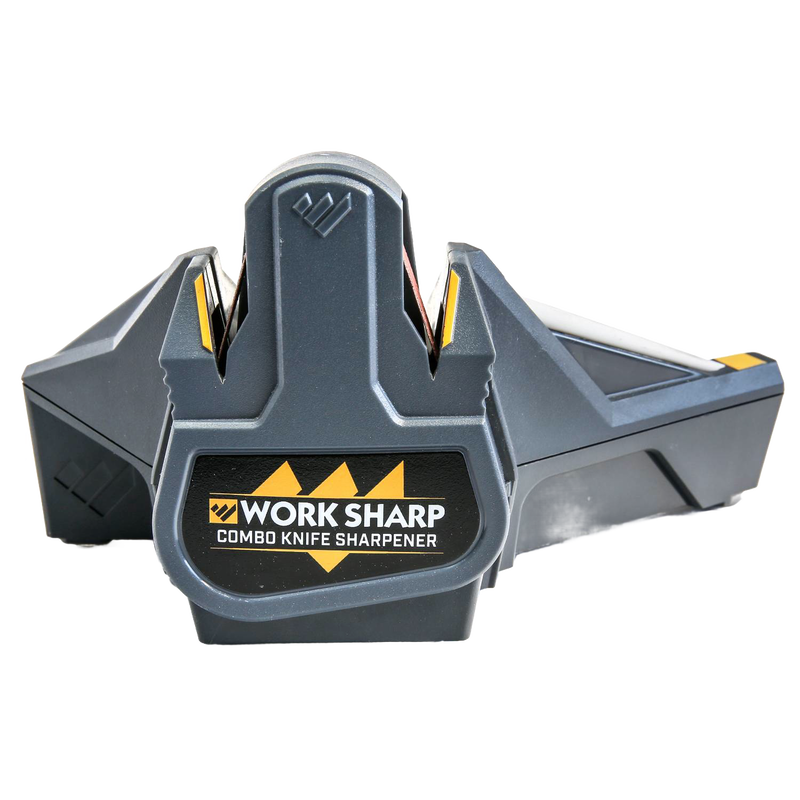 Compact and durable Work Sharp combo knife sharpener featuring powered abrasive belts and manual ceramic honing for fast, precise sharpening, perfect for Farm, Kitchen, and Hand Tool collections.