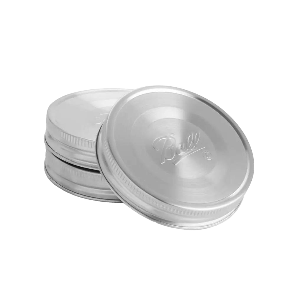 Set of three wide mouth jar lids made from rust-resistant stainless steel with airtight silicone gaskets, ideal for Kitchen & Food, Storage and Serving, Best Sellers, and Promo Eligible collections.