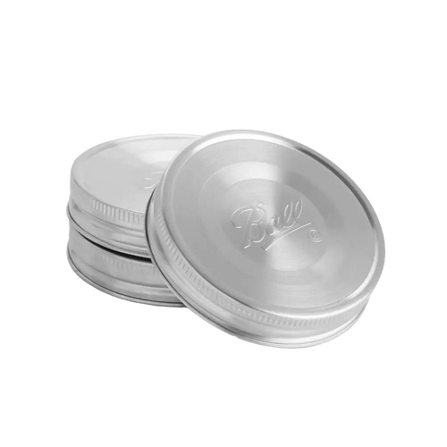 Set of three wide mouth jar lids made from rust-resistant stainless steel with airtight silicone gaskets, ideal for Kitchen & Food, Storage and Serving, Best Sellers, and Promo Eligible collections.
