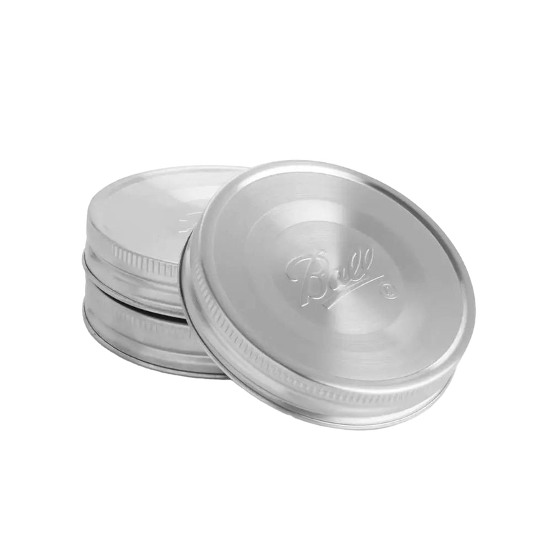 Set of three wide mouth jar lids made from rust-resistant stainless steel with airtight silicone gaskets, ideal for Kitchen & Food, Storage and Serving, Best Sellers, and Promo Eligible collections.