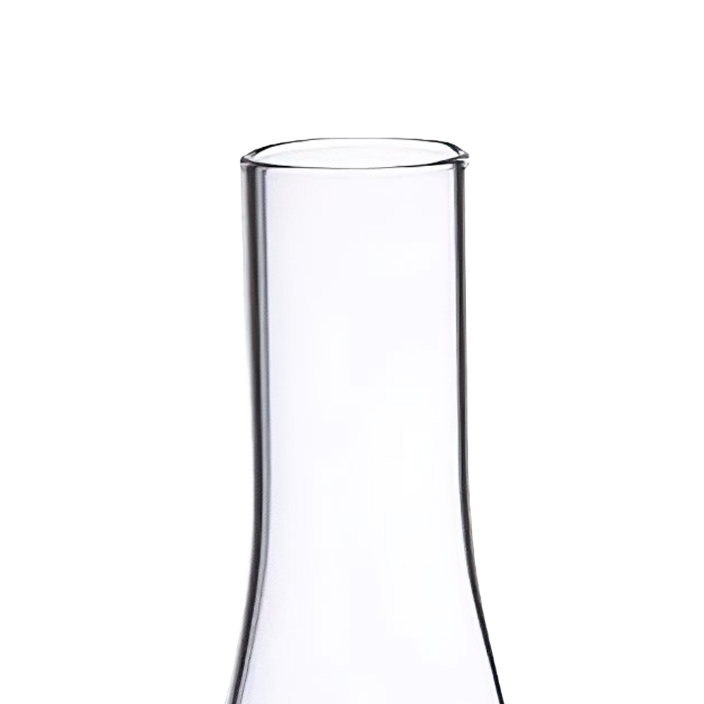 Clear glass oil lamp chimney with a 1-3/8 inch base and subtle bulge, designed for use in lamps and lighting, featured in parts and accessories, chimneys and globes, and best sellers collections.