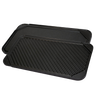 Reversible double burner grill and griddle pan with ribbed grilling surface and smooth griddle side, handcrafted and made in USA, perfect for Kitchen & Food, Cookware, and Best Sellers collections.