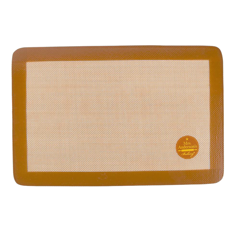 Non-stick commercial-grade silicone baking mat with woven glass fiber, designed for jelly roll pans, durable for high temperatures, featured in Kitchen & Food and Baking Supplies collections.