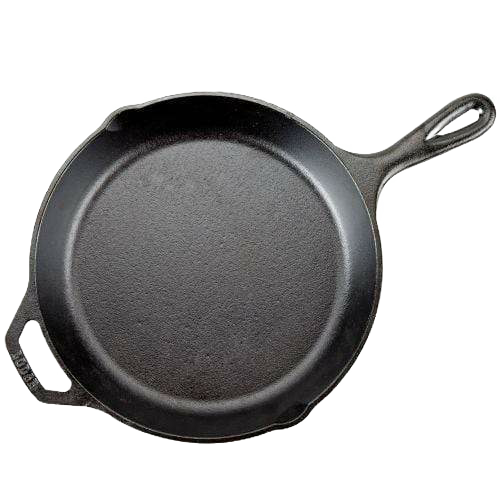 Handcrafted pre-seasoned cast iron skillet with ergonomic handle and pouring spouts, offering excellent heat retention and durability for Kitchen & Food, Cookware, Cast Iron, Best Sellers, Promo Eligible collections.
