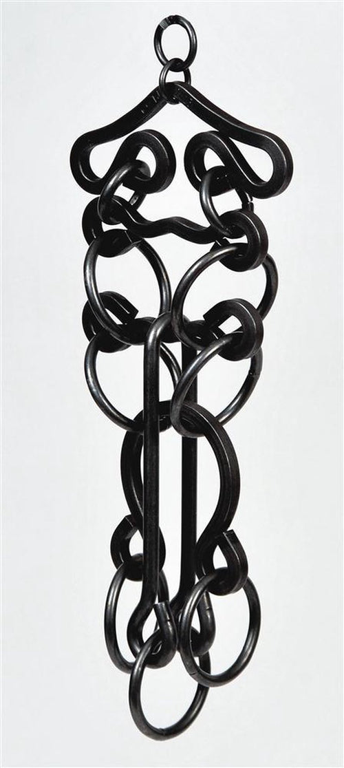 Intricate handcrafted black metal tavern puzzle featuring interlocking rings and loops, a challenging game piece from the Toys, Books & Games and USA Made collections.