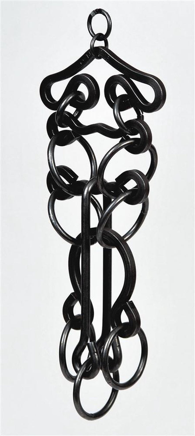 Intricate handcrafted black metal tavern puzzle featuring interlocking rings and loops, a challenging game piece from the Toys, Books & Games and USA Made collections.