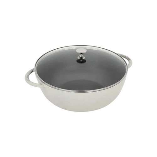 STAUB Cast Iron 7 Qt Round Dutch Oven – White Truffle