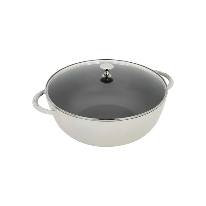 STAUB Cast Iron 7 Qt Round Dutch Oven – White Truffle