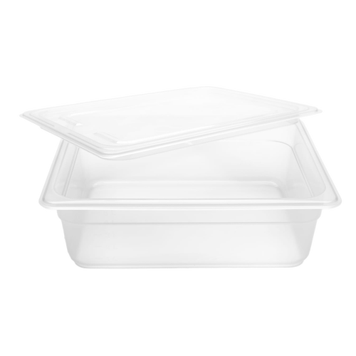 Clear plastic dough proofing container with a tight-fitting lid, designed for consistent humidity and temperature control; ideal for Kitchen & Food, Baking Supplies, and Bread Making collections.