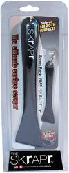 Set of two hard resin Skrapr cleaning tools designed for safe scraping on smooth surfaces including glass-top stoves, cast iron, and ceramic cookware, ideal for household cleaning and kitchen use.