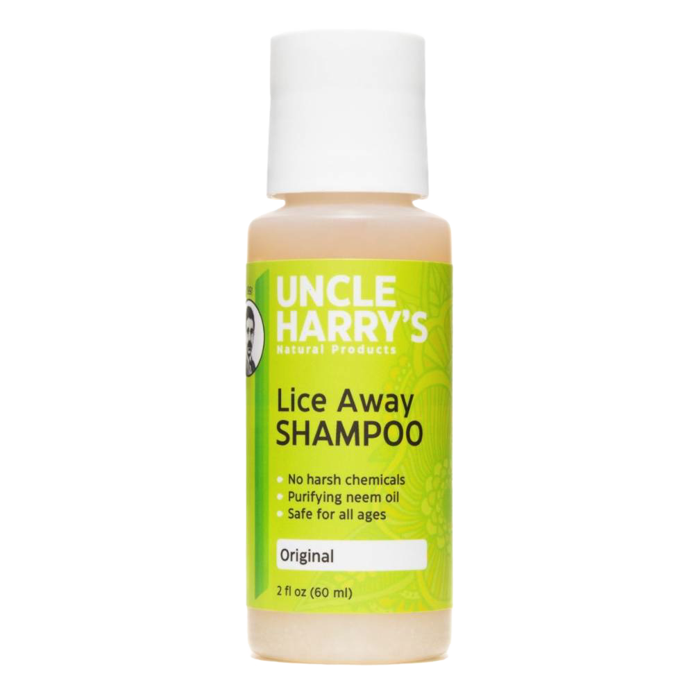 Small bottle of plant-based lice treatment shampoo with neem oil, formulated without harsh chemicals, safe for all ages, featured in Health & Wellness and Grooming and Personal Hygiene collections.