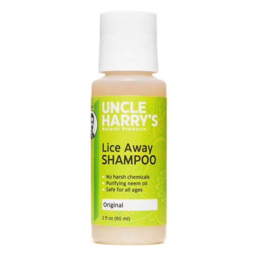 Small bottle of plant-based lice treatment shampoo with neem oil, formulated without harsh chemicals, safe for all ages, featured in Health & Wellness and Grooming and Personal Hygiene collections.