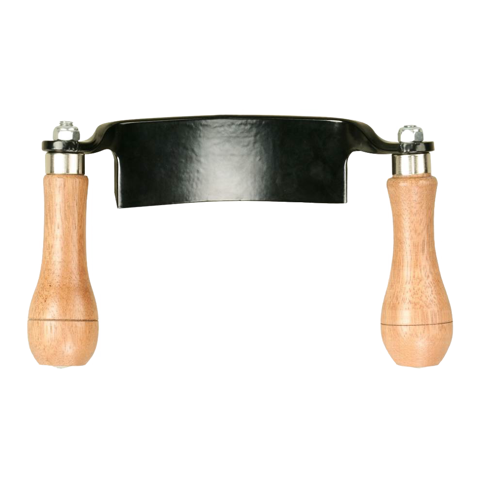 Handcrafted 5 mm thick curved draw shave with durable steel blade and comfortable wood handles, designed for wood cutting, debarking, and woodworking, featured in Farm, Garden & Tool and Hand Tools and Hardware collections.