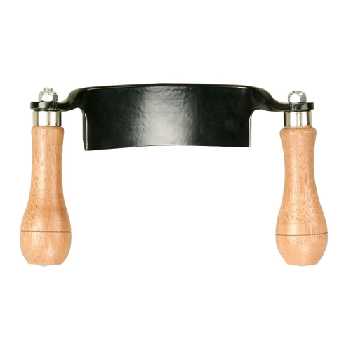 Handcrafted 5 mm thick curved draw shave with durable steel blade and comfortable wood handles, designed for wood cutting, debarking, and woodworking, featured in Farm, Garden & Tool and Hand Tools and Hardware collections.