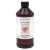 Amber bottle of handcrafted natural vegetable glycerin with black cap and white label featuring green text and a palm leaf illustration, suitable for health and wellness, kitchen, soapmaking, and gluten-free collections.