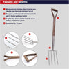 Border fork with a mirror-polished stainless steel head and weatherproof hardwood shaft split into a classic wishbone handle, designed for lighter digging and cultivation in small garden spaces, featured in Farm, Garden & Tool, Digging and Cultivating, Garden Accessories, Lawncare, Best Sellers, and Promo Eligible collections.