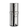 Polished stainless steel water filtration system with two chambers and spigot, designed for high-capacity water treatment in emergency supplies and appliances collections.