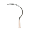 Hand-forged grass sickle with a fine Austrian steel curved blade and smooth hardwood handle, ideal for precise trimming in farm, garden & tool, lawncare, and garden accessories collections.