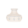 Handcrafted blue rose patterned glass oil lamp shade with scalloped top edge, designed for use in lamps and lighting, lamp shades, parts and accessories, and best sellers collections.