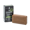 Rustic handcrafted pine tar soap bar with embossed branding, made in USA, ideal for Grooming and Personal Hygiene, Health & Wellness, and Soaps collections.