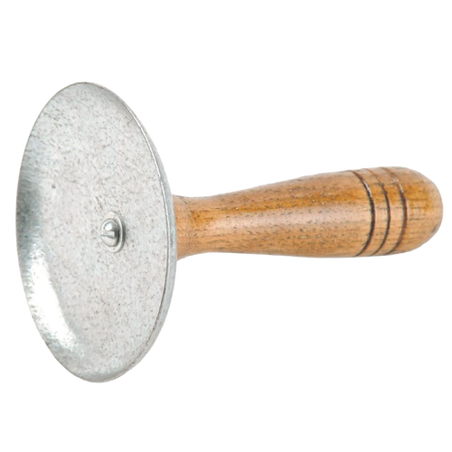Metal scraper with a smooth wooden handle designed for removing hair from hogs, a practical tool included in Kitchen & Food, Specialty Equipment, Butchering Supplies, USA Made, Best Sellers, and Promo Eligible collections.